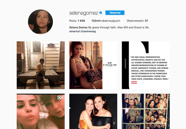 Selena obserwuje teraz tylko 37 osób, w tym m.in. Taylor Swift