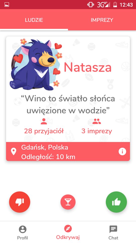Za pomocą tej aplikacji można umówić się na imprezę.