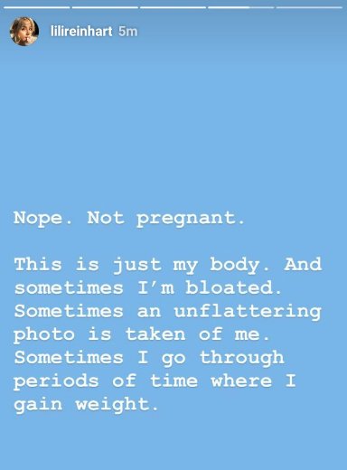 InstaStory Lili, w którym odniosła się do plotek na temat swojej ciąży