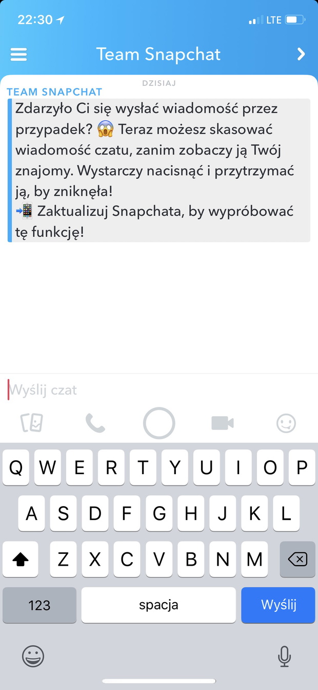 Snapchat wprowadził możliwość usuwania wiadomości