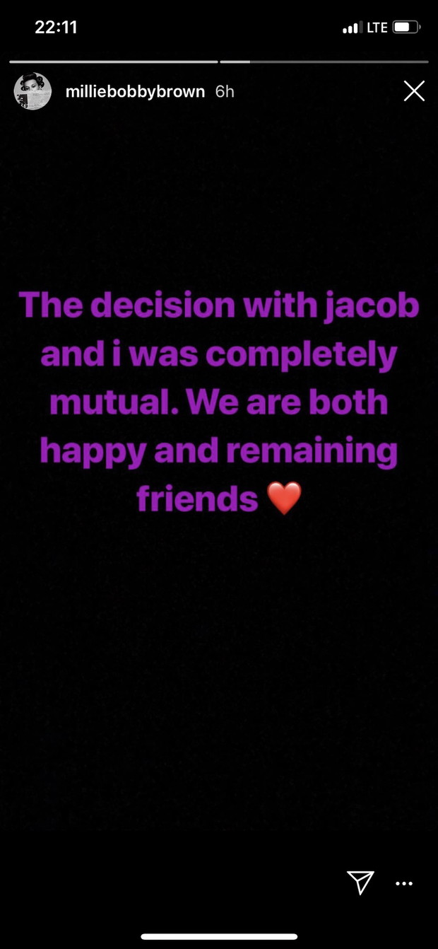 Millie i Jacob udostępnili na InstaStories oświadczenie o rozstaniu, zapewniając, że to wspólna decyzja.