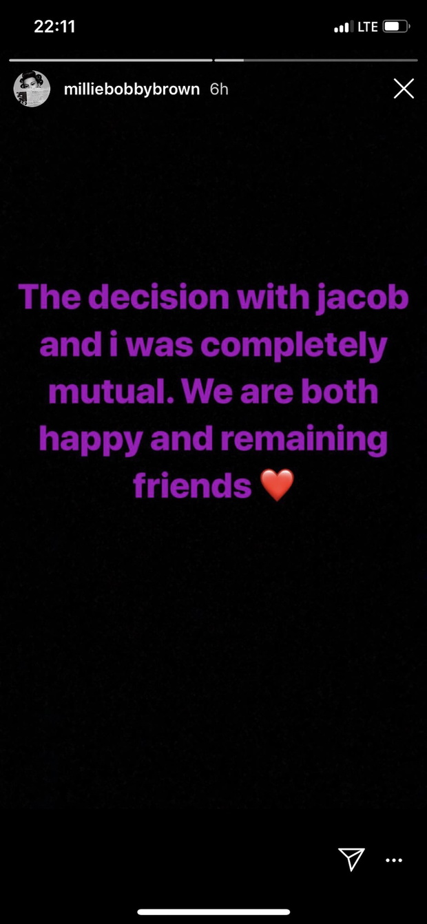 Millie i Jacob udostępnili na InstaStories oświadczenie o rozstaniu, zapewniając, że to wspólna decyzja.