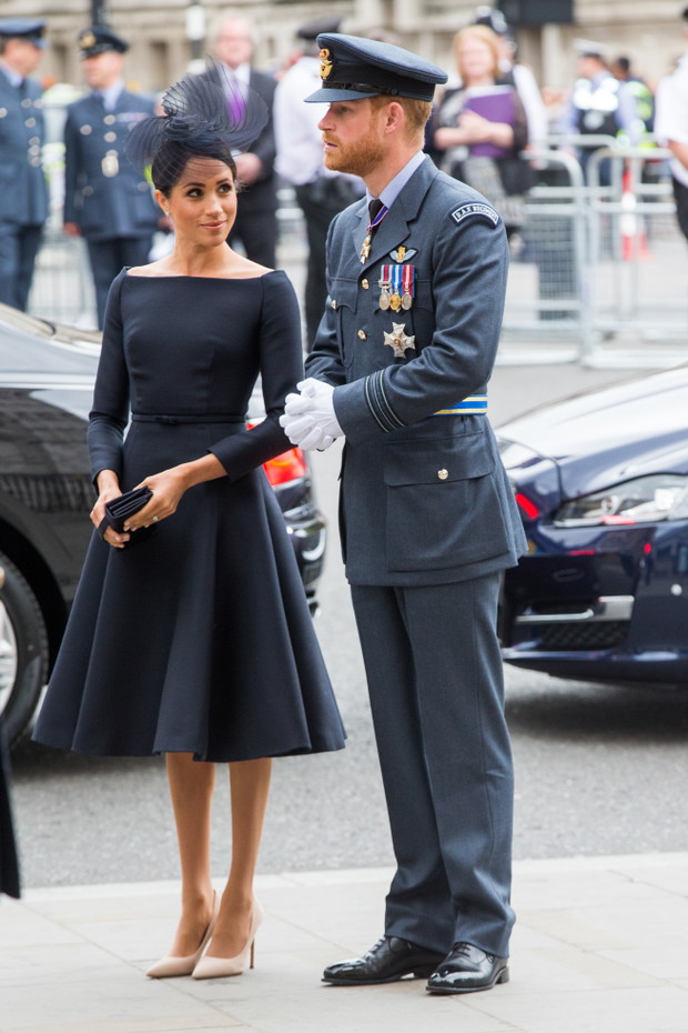 Meghan Markle i książę Harry podczas uroczystośći RAF w Westminister Abbey