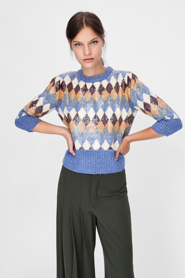 Sweter wyszywany cekinami, Zara 139 zł