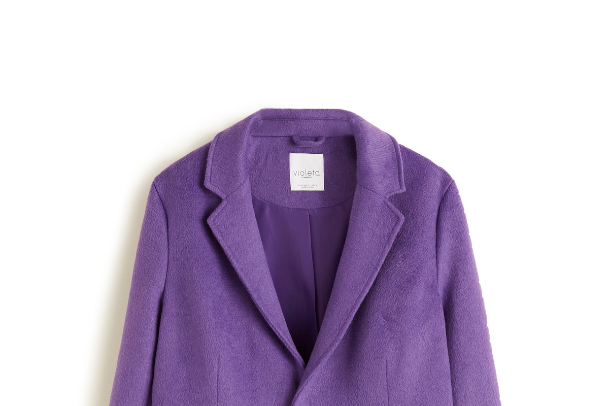 Fioletowy płaszcz z linii Violeta by Mango, 399,90 zł