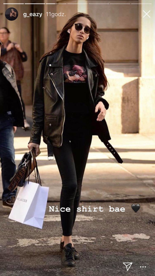 G-Eazy opublikował na swoim Instagram stories zdjęcie 21-modelki, Yasmin Wijnaldum. Skomplementował w nim Yasmin za T-shirt, który ma na sobie modelka. Pochodzi on ze sklepu raper i nawiązuje do jednego z jego kawałków.