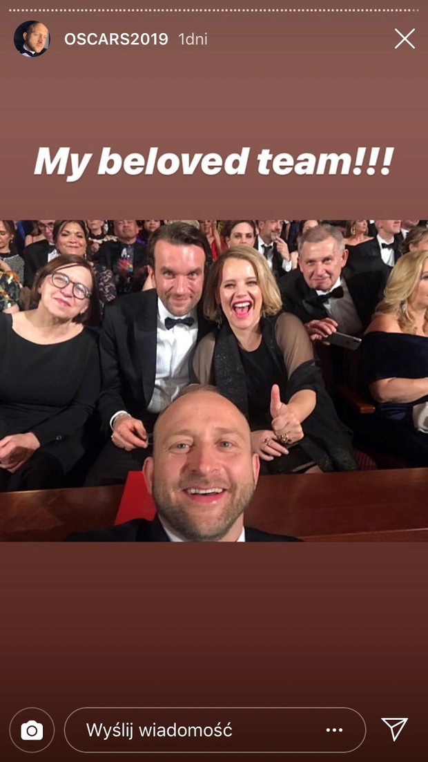 Nie mogło zabraknąć selfie także z ekipą „Zimnej wojny - Tomaszem Kotem, Joanną Kulig i producentką, Ewą Puszczyńską.