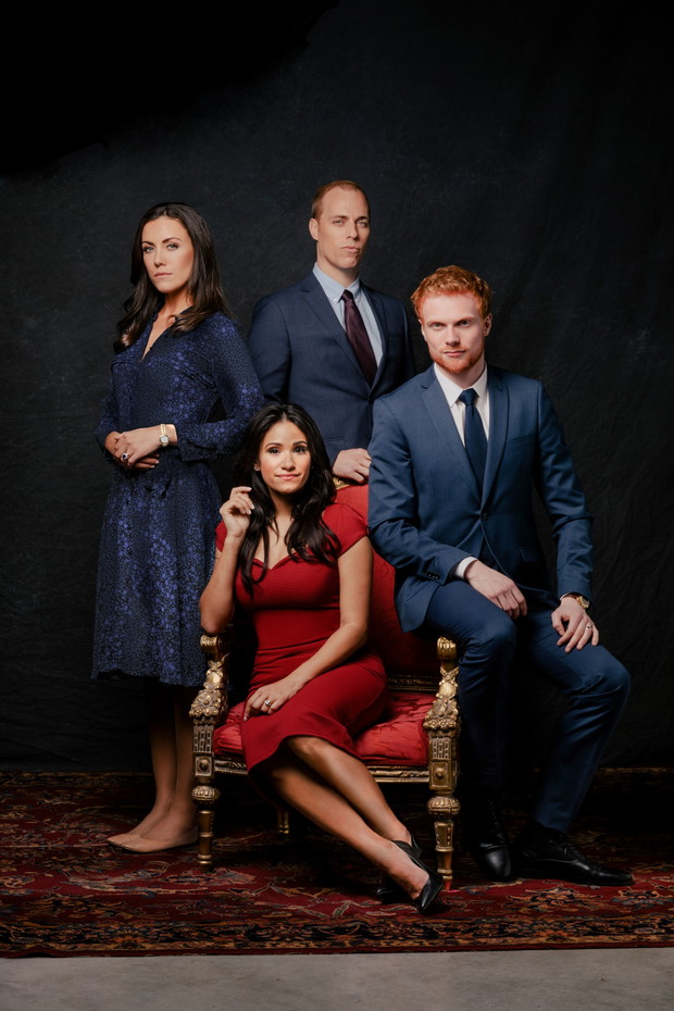 Filmowi Meghan Markle i książę Harry w towarzystwie Kate Middleton i księcia Harry