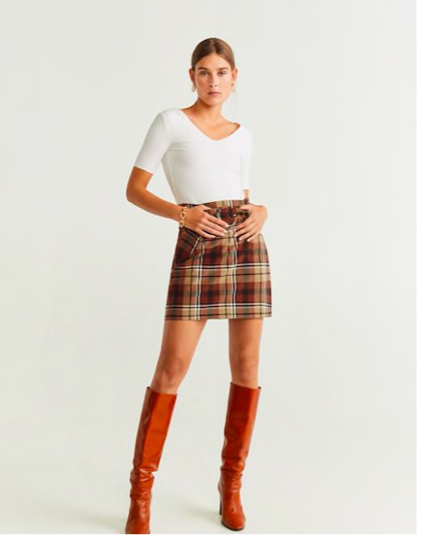 Spódnica mini w kratę Mango, 119,90 zł