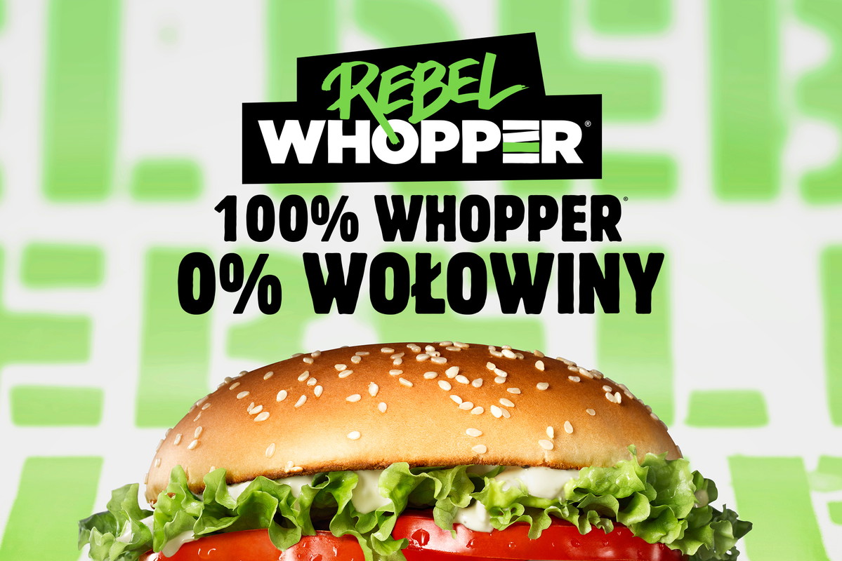 Burger King wprowadza do oferty kolejnego burgera wegetariańskiego! Rebel Whopper to roślinna wersja kultowego burgera marki