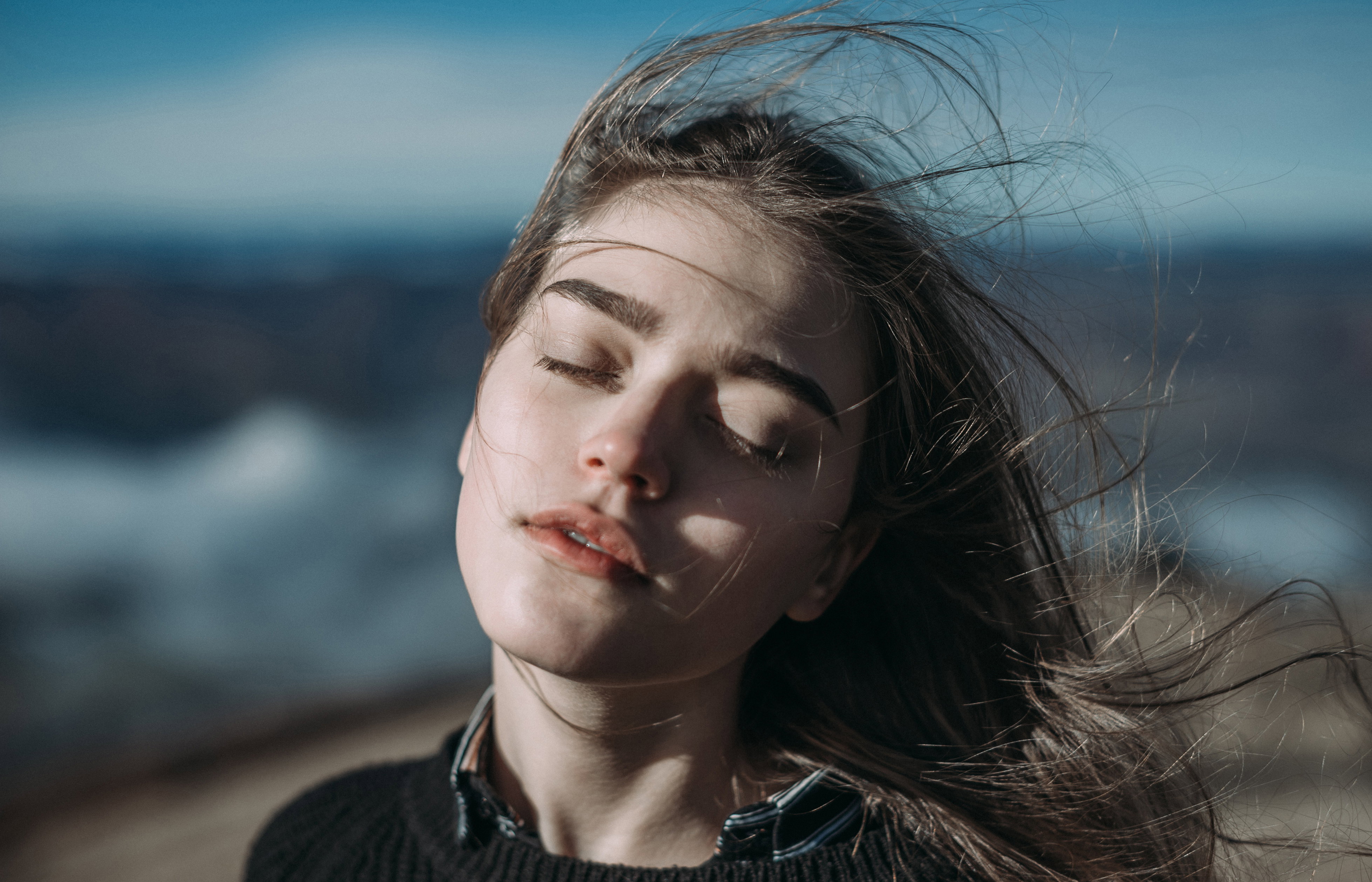 Portrait of woman in mountains