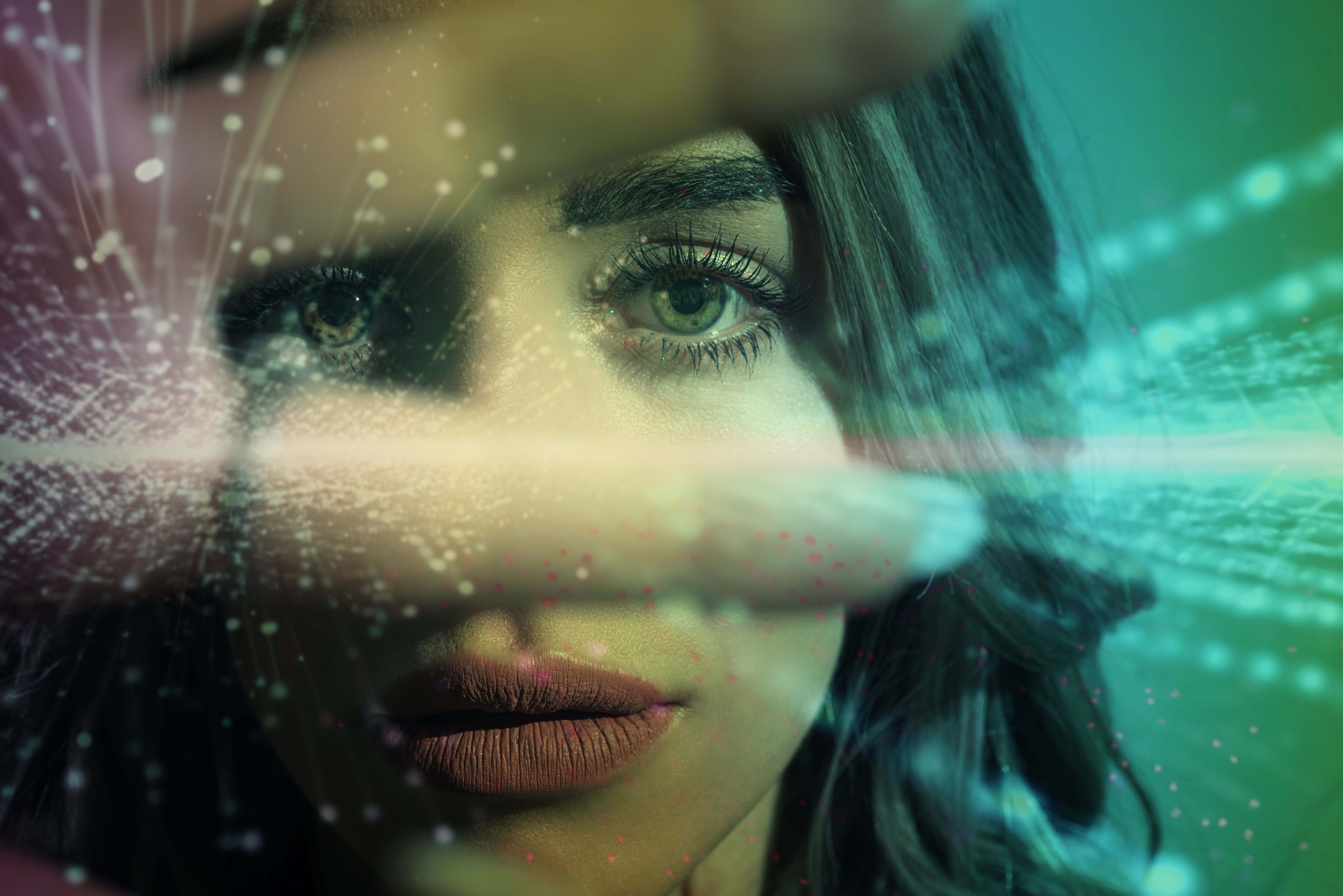 Woman using the futuristic technology