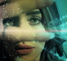 Woman using the futuristic technology