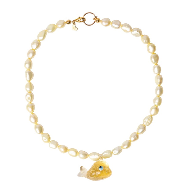 butteryellowpearlsandwhalecharnnecklace