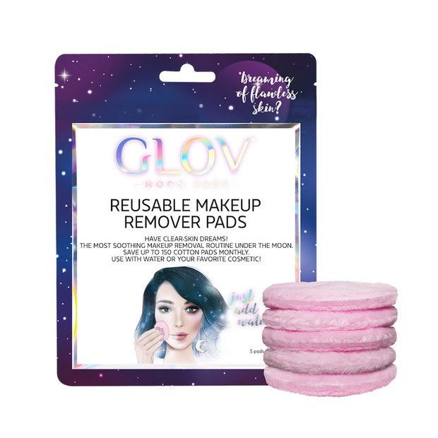 Opakowanie Glov Moon Pads zawiera 5 wacików wielokrotnego użytku i wystarcza na około 3 miesiące.