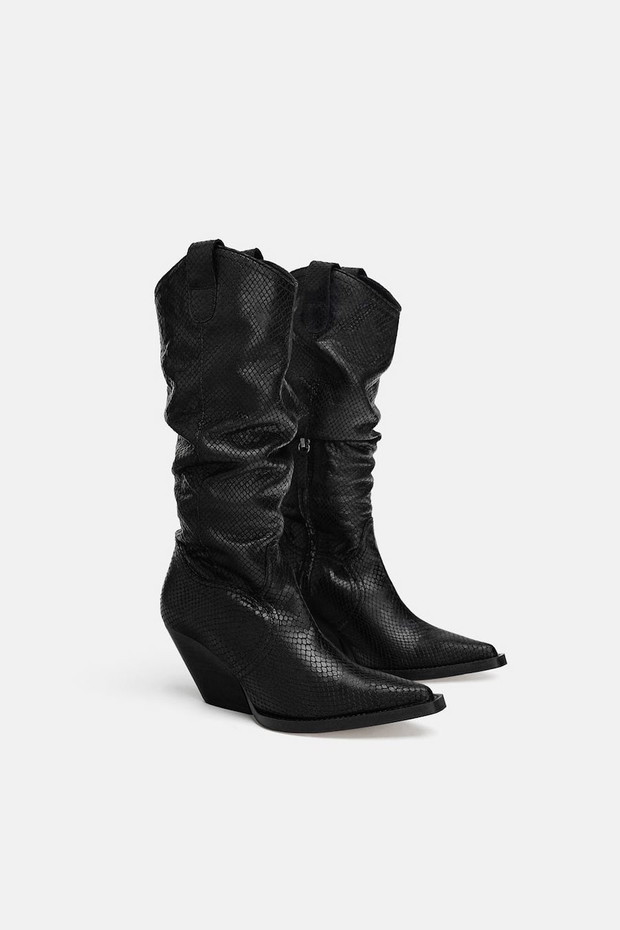 Skórzane kozaki Zara, 599 zł