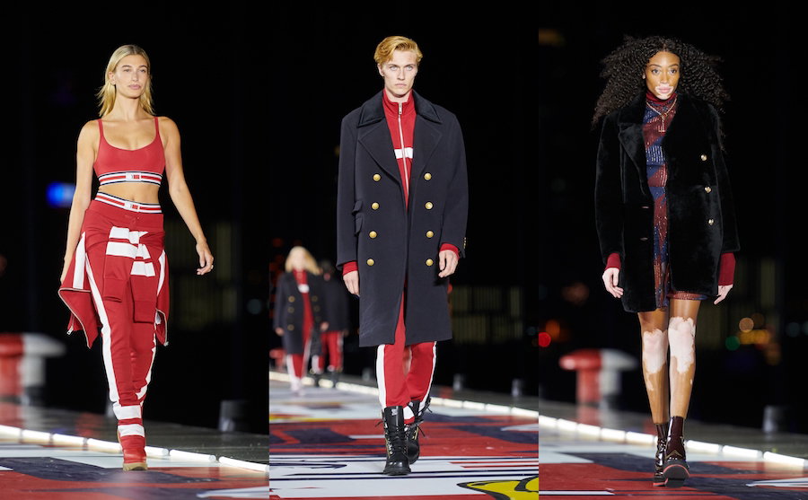 Hailey Baldwin, Lucky Blue Smith i Winnie Harlow na wybiegu u Tommy'ego Hilfigera