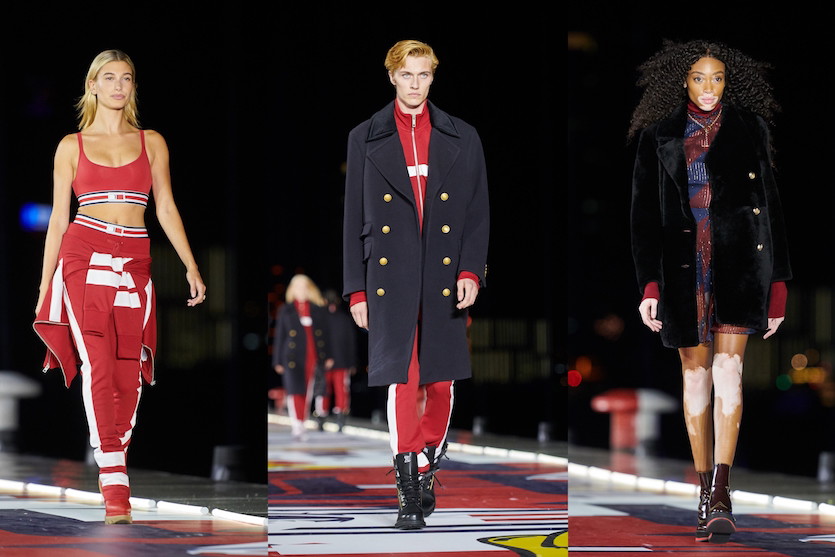 Hailey Baldwin, Lucky Blue Smith i Winnie Harlow na wybiegu u Tommy'ego Hilfigera