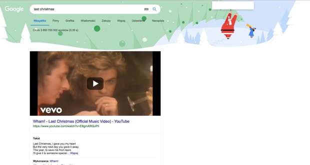Taka grafika wyskoczy nam po wpisaniu nazwy popularnej piosenki.