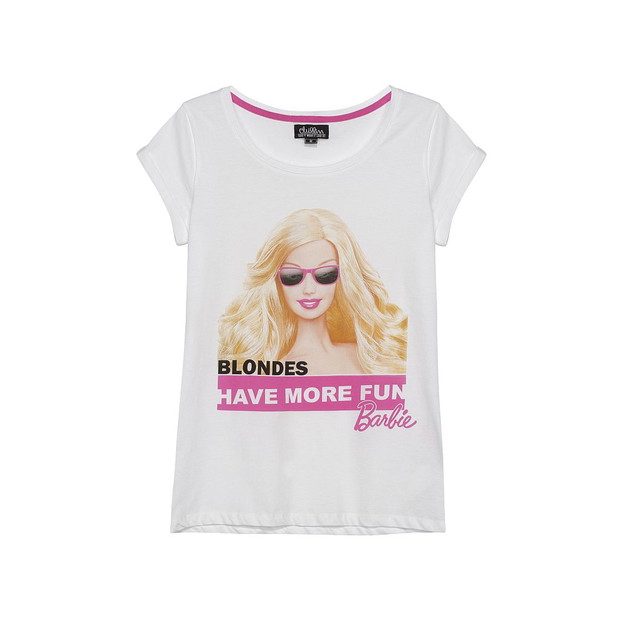 Barbie-Cropp t-shirt bialy Blondes Have More Fun cena 39,99