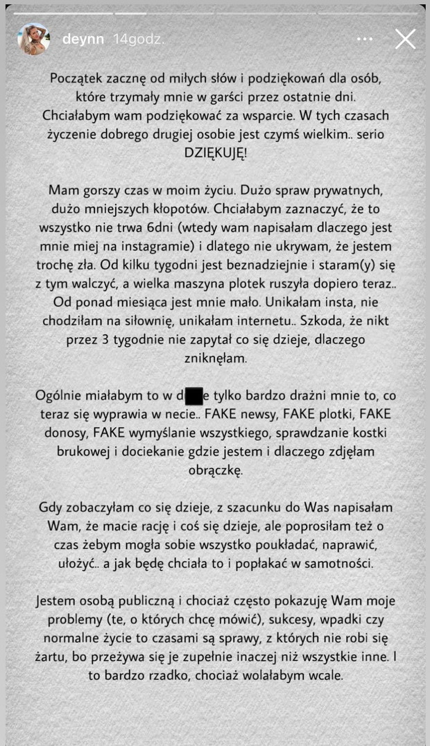 Deynn wydała oficjalne oświadczenie