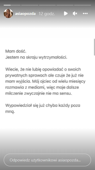 Joanna Opozda wydała oficjalne oświadczenie