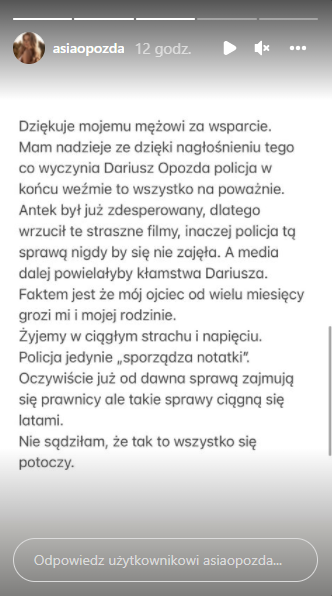 Joanna Opozda wydała oficjalne oświadczenie