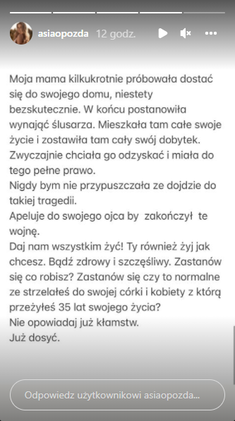 Joanna Opozda wydała oficjalne oświadczenie
