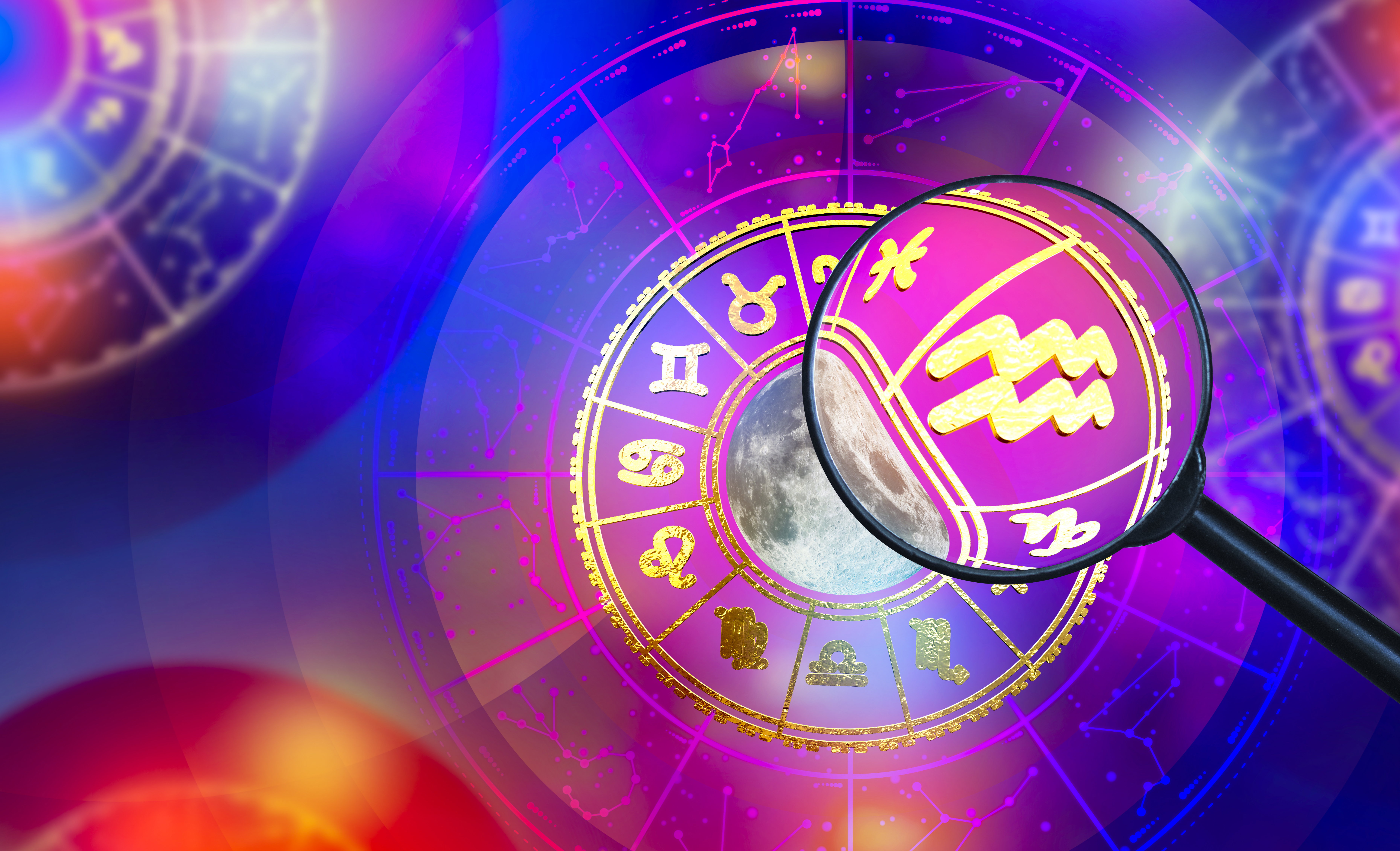 Zodiac signs and astrology with constellations, concepts, predictions, horoscopes, beliefs
