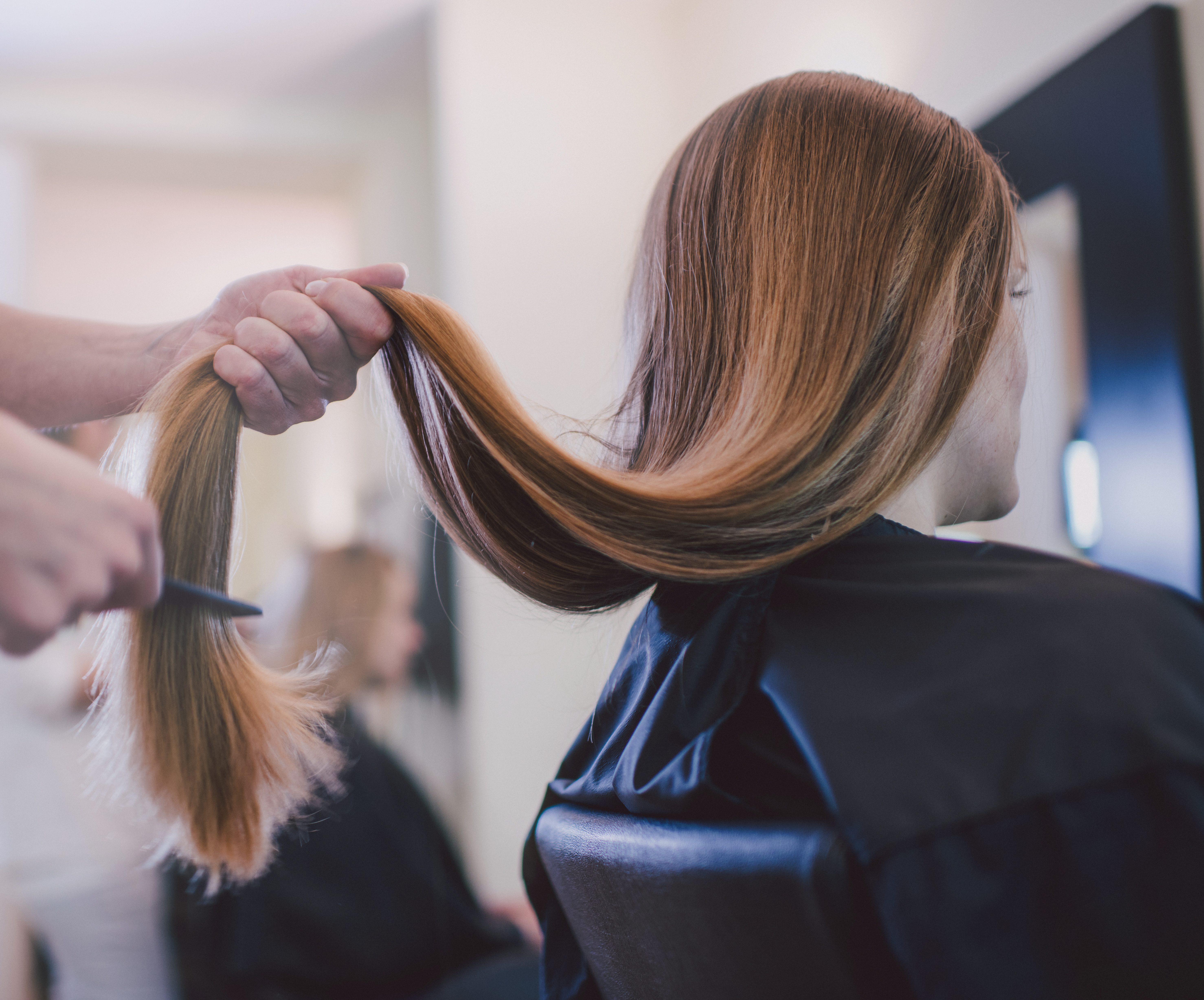 Girlfriends getting new haircut.