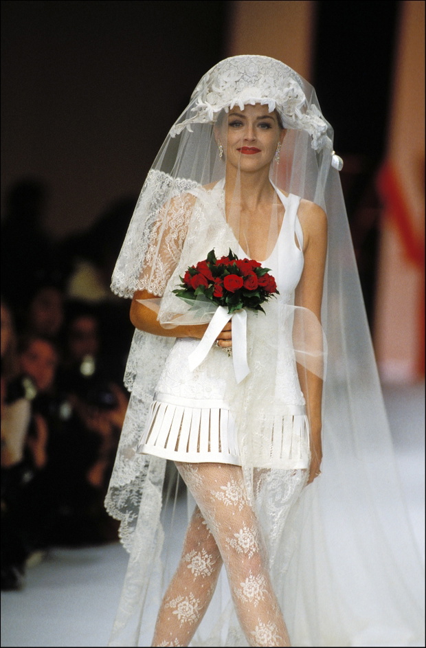 Sharon Stone For Designer Valentino In Paris, France On October 13, 1993.