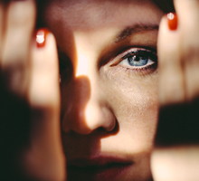 Blue eye of beautiful woman.