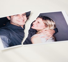 Photograph of couple ripped in half