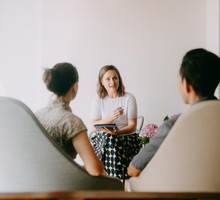 Female therapist in marriage counseling and therapy session