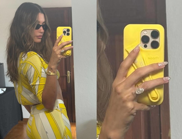 Glazed polka dot nails w stylu Hailey Bieber
