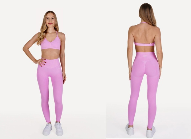 Różowy set treningowy z legginsami modelującymi brzuch Fitself