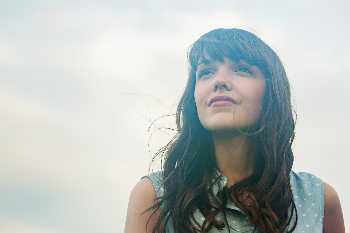 Woman looking up.