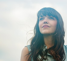 Woman looking up.