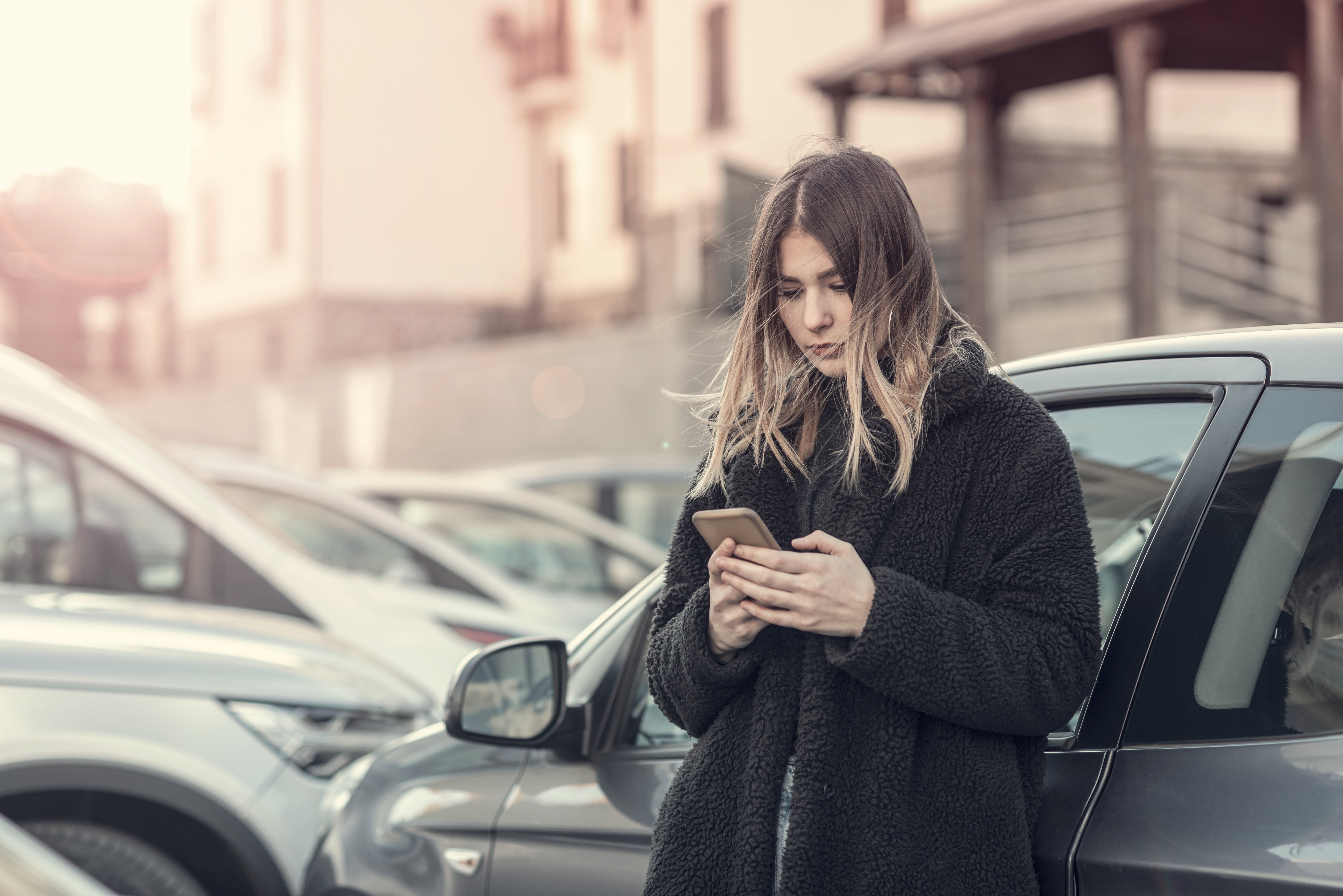 Woman checking cell phone