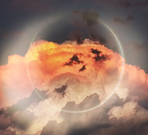 Light effect similar to an eclypse on sunset sky (manipulated image)