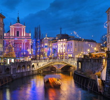 New Year's decoration of the city Ljubljana (Slovenia - Europe)