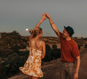 Couple Dancing Outdoors At Dusk,Paso Robles,CA,United States,USA