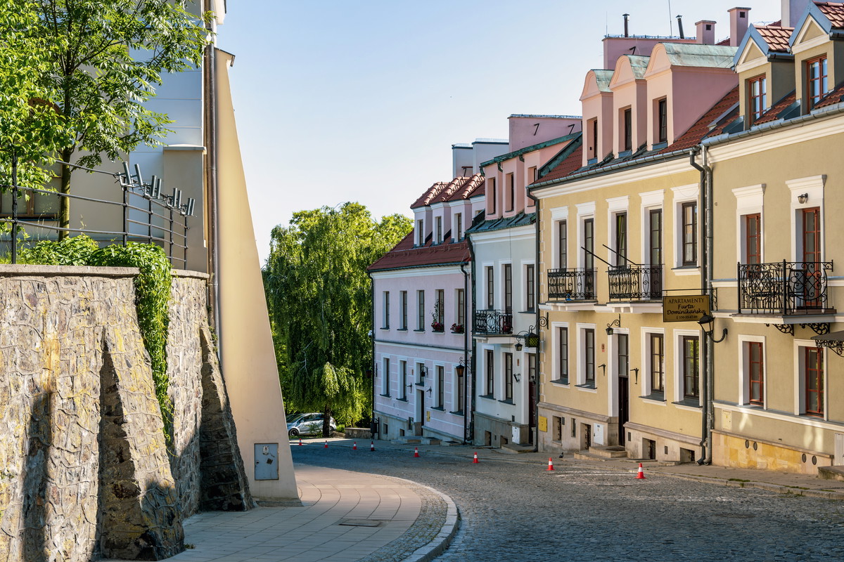 Zamkowa Street in the Old Town of Sandomierz, Poland.
