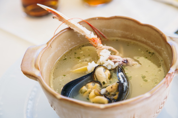 Seafood broth soup - Traditional Slovenian cuisine