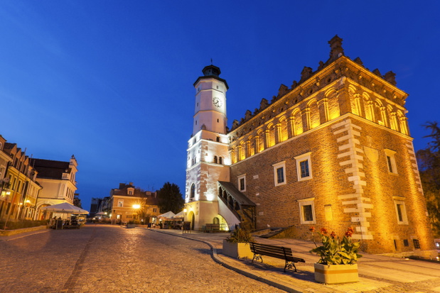 Sandomierz Town Hall at night