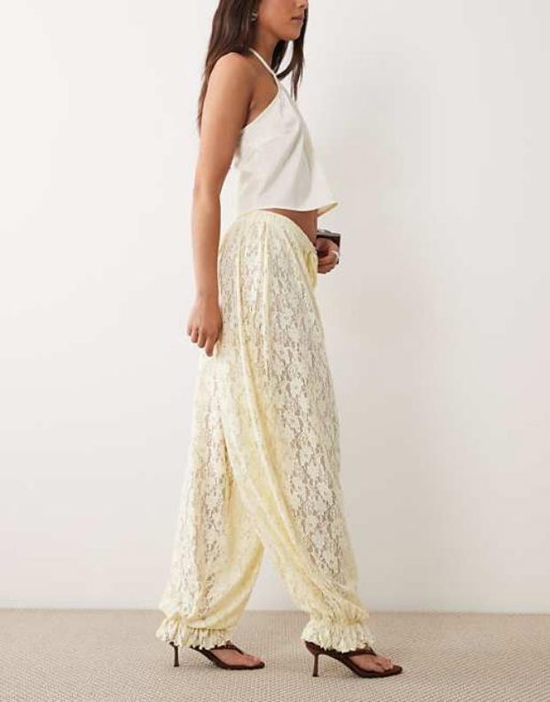 Koronkowe spodnie granny pants