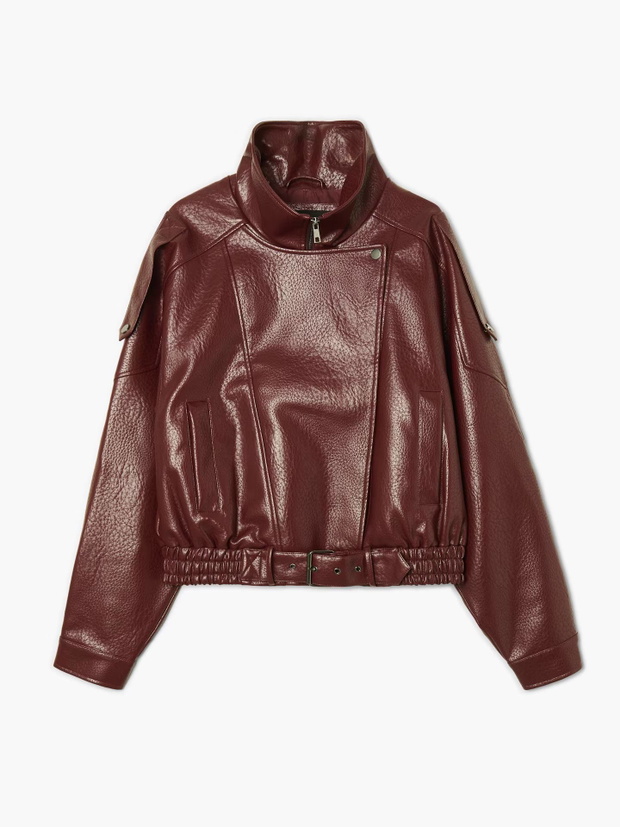 Burgundowa kurtka biker z Cropp