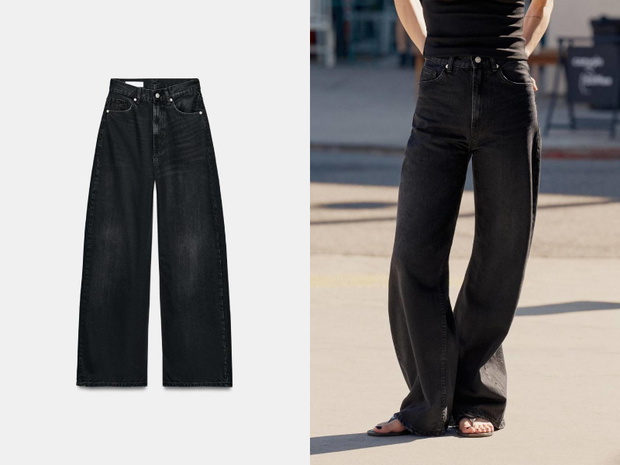 Czarne jeansy wide leg z Zary