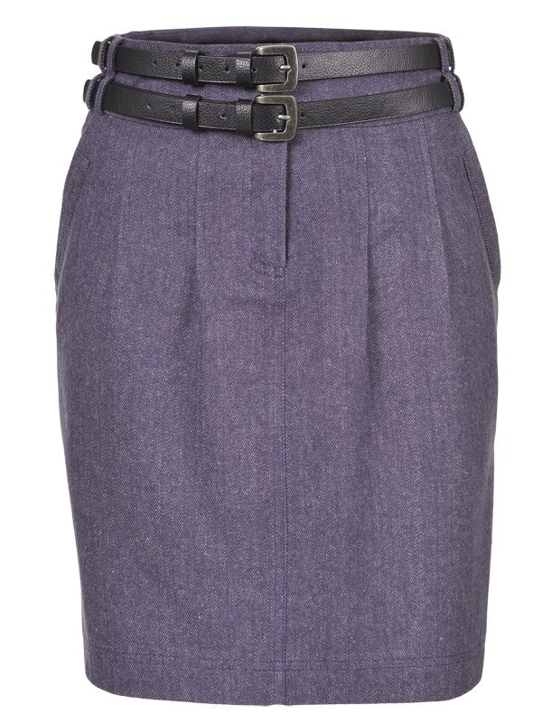 Spódnica prosta, dopasowana z przodu zaszewkami