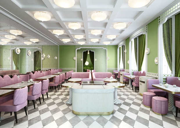 Ladurée Quai des Bergues projektu studio India Mahdavi